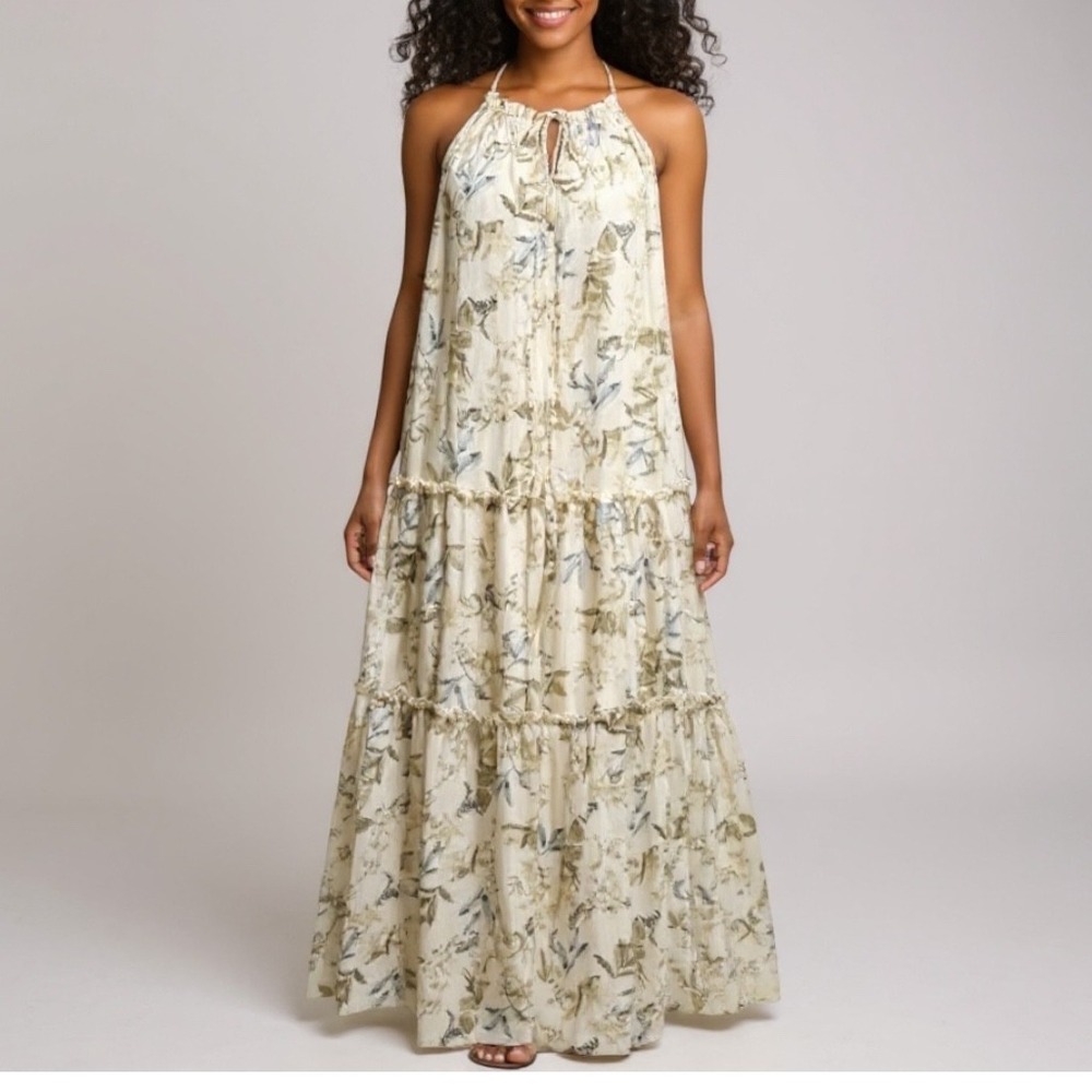 Drew Romantic Off White  Floral  Fairycore Cottagecore Boho Maxi Dress Small
